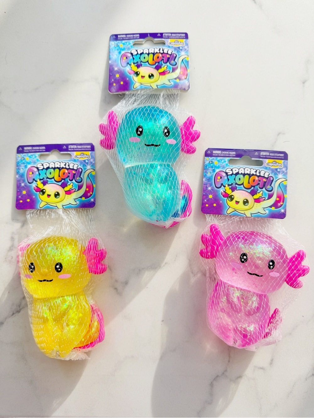 NEW Set of 3 Orbeez Glitter Axolotl Squishy Bundle Viral Original ORB RARE